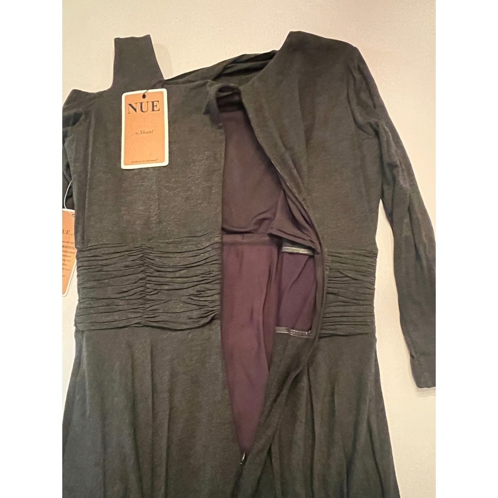 NUE by Shani GRAY A Line 3/4 Sleeve Dress Built-in Body Shaper Dress Sz 10 S293 - Picture 15 of 16